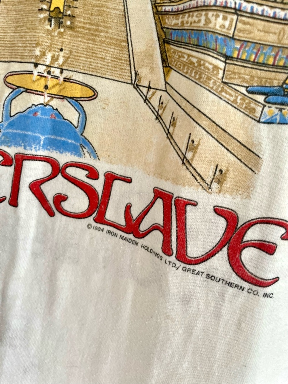 Vintage Iron Maiden Shirt 1984 World Slavery Tour Powerslave Raglan Jersey - Picture 8 of 10